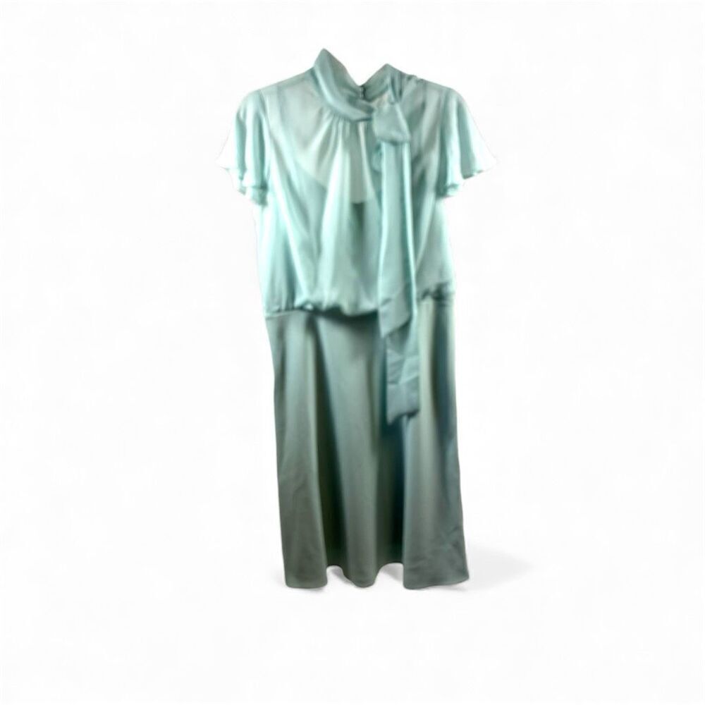 Adrianna Papell NWT Chiffon and Crepe Bias Dress in Mint Smoke Size 12